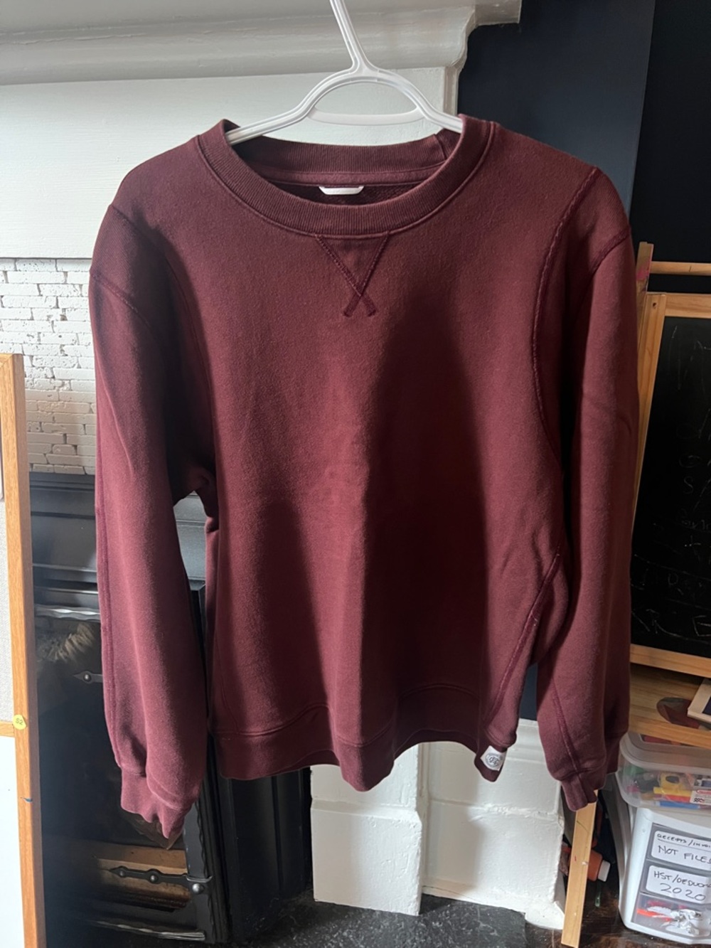 Reigning Champ Men's Midweight Fleece Crewneck in Burgundy